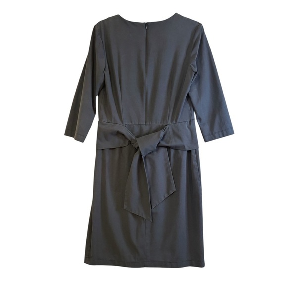 Peserico Charcoal Gray Belted Dress Made in Italy Size 10 US / IT 46 3/4 Sleeve - Picture 3 of 12